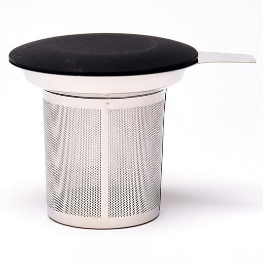 August Uncommon Tea Infuser – 18/8 Stainless Steel Mesh Tea Strainer with Silicone Lid – Extra Fine BPA Free Loose Leaf Tea Filter – Fits Most Mugs and Teapots (L 4.25" x W 4.125" x H 3.5)