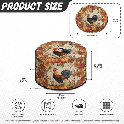 Pumpkins Rooster Slow Cooker Cover Protection Crock for Pot Dust Cover Fits for Most 6-8 Quart Slow Cooker Dustproof Small Appliance Accessories