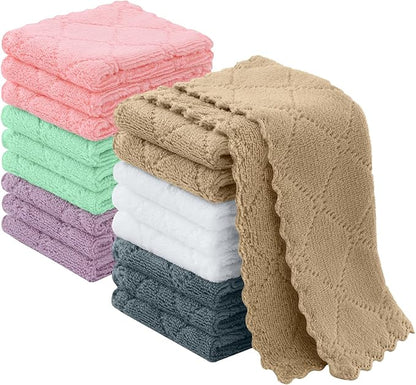 Homaxy 18 Pack Kitchen Cloths Dish Towels (7" x 9", Mixed Color), Super Soft and Absorbent Coral Velvet Dishcloths, Fast Drying No Lint Microfiber Cleaning Cloth