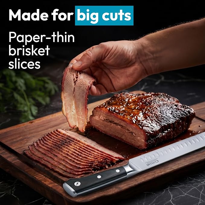 Cutluxe 2-Piece Carving Knife Set for BBQ & Brisket – Razor-Sharp German Steel – 12" Slicing & 6" Boning Knife for Meat Cutting, Sheaths Included, Full Tang & Ergonomic Handles – Artisan Series
