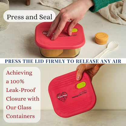 Ai Love Peace Soup Container with Dual Lids,26 oz Borosilicate Glass Lunch Box | Leakproof Lid+ Microwave &Safe Freezer Lid, Stackable,Glass Meal Prep Food Storage,Perfect for Work & Soup Lovers Gift.