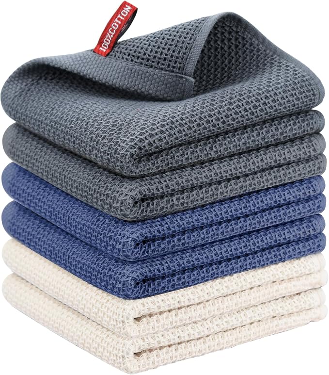 Nialnant 6 Pack Kitchen Towels,Soft Absorbent Quick Drying Dish Cloths,Dish Towels for Drying Dishes,Cleaning Rags-13x28 Inch,Multi Color