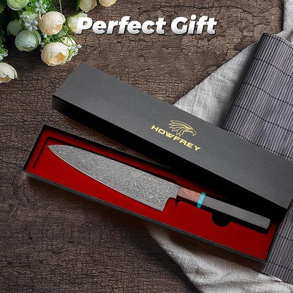 Damascus Chef Knife, 8 Inch 67-Layer Japanese Kitchen Knives Sharp High Carbon Stainless Steel with Ergonomic Pakkawood Handles, Elegant Gift Box Packaging for Home and Kitchen Birthday Dad Mom Gift