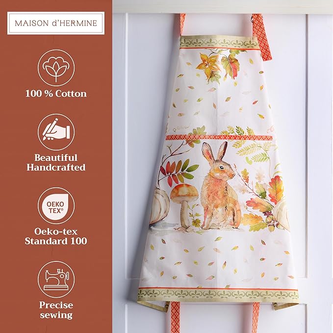 Maison d' Hermine 100% Cotton Apron for women with Pocket Kitchen Chef Apron for Men Cooking Spring Summer