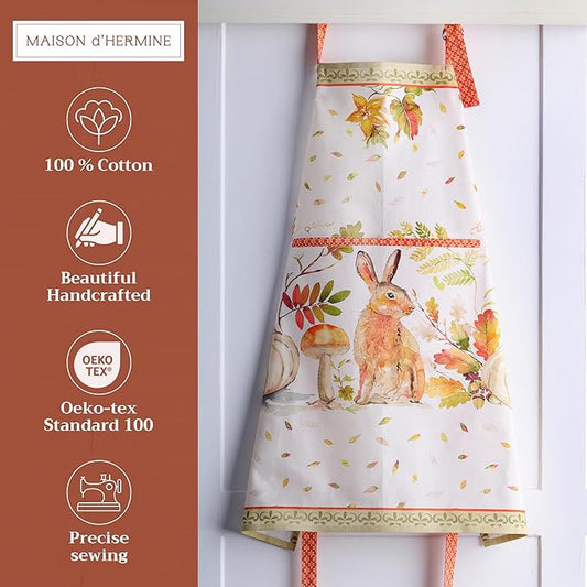 Maison d' Hermine 100% Cotton Apron for women with Pocket Kitchen Chef Apron for Men Cooking Spring Summer
