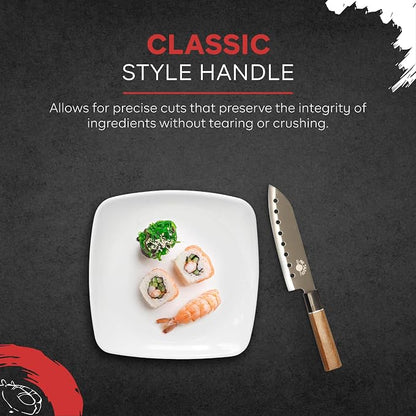 Mr Tazoi 8 Inch Stainless Steel Sushi Chef Knife - Japanese Inspired Design, Sharp & Lightweight, Budget Friendly & Durable - Ideal for Sushi, Sashimi, and Everyday Kitchen Use