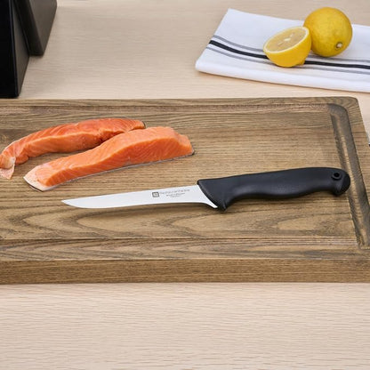 Restaurantware Sensei 6 Inch Boning Knife 1 With Colored Coded Pins Fillet Knife - High-Carbon Stain-Resistant Black German Steel Knife For Fish Ergonomic Handle For Fish Vegetables Or Entrees