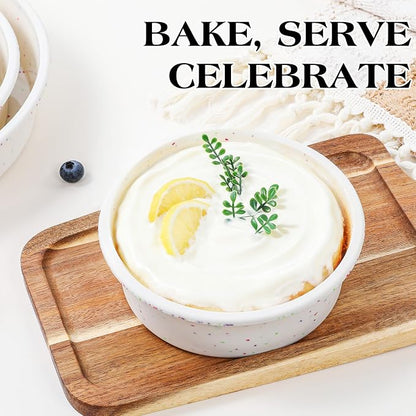 8 inch Silicone Round Cake Pans with Metal Reinforced Frame, Nonstick Cake Molds for Baking, BPA Free 1 Pc (Cream)