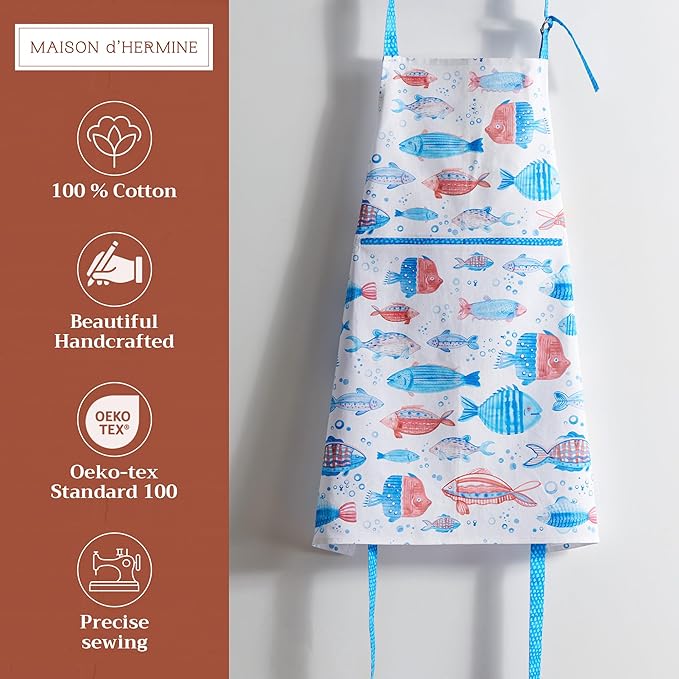 Maison d' Hermine 100% Cotton Apron for women with Pocket Kitchen Chef Apron for Men Cooking Spring Summer
