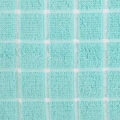 DII Basic Terry Collection Windowpane Dishcloth Set, 12x12, Aqua, 6 Piece