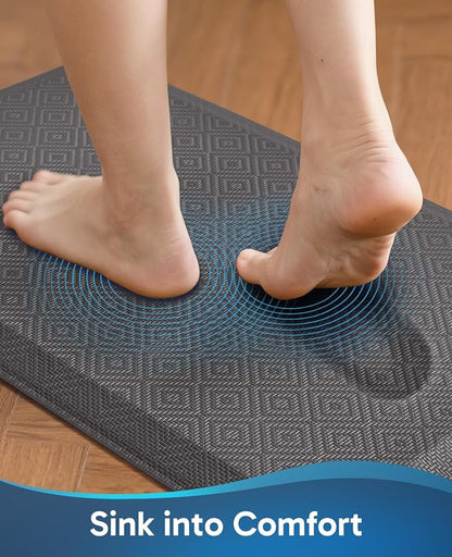 Ophanie Kitchen mats for Floor, Kitchen Rugs, 20x32 Anti Fatigue Standing Cushioned Mat, Waterproof, Comfort Ergonomic mat for Office, Home, Sink, 3/4 inch Thick Memory Foam Charcoal Non-Slip Bottom