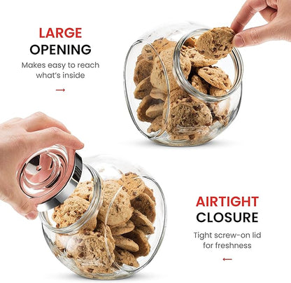 Bormioli Rocco Pandora Glass Jar with Metal Lid 75.5 oz - Airtight Storage Container for Snacks, Candy & Dry Foods - Versatile Kitchen & Pantry Organizer - Durable Clear Glassware