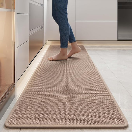 YDKGL Durable Non-Slip Kitchen Mats，Kitchen Mats in Front of Sink,Quick Drying Mat for Kitchen Counter, 17x59 Brown Water and Oil Absorbent Runner Rugs for Kitchen