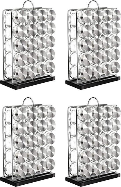 Amazon Basics 20 Jars Spice Organizer Rack, Silver (Pack of 4)