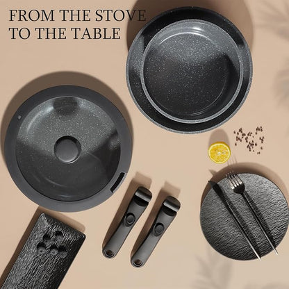 GiPP Ceramic Pots and Pans Set Non Stick, 11 Piece Nonstick Detachable Handle Cookware Sets, Non Toxic Induction Kitchen Pot and Pan with Removable Handle, Healthy RV Cookware, Dishwasher ＆Oven Safe