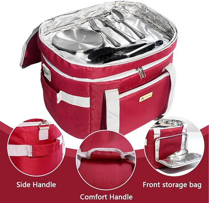 Crock Pot Bags carrying bag for 4-8 Quart Crock Pots - Insulated Travel Carrier with Fixators, Base Pad, and Shoulder Strap - Suitable for Small and Large Slow Cookers