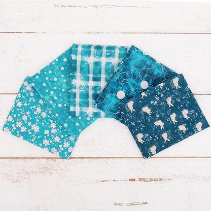 Threadart Exclusive 5 Fat Quarter Bundles - Teal Vintage Prints 100% Cotton Fabric - Premium 100% Cotton Quilting Fabric - No Duplicates - Full Size Fat Quarters 18"x21" - Teal