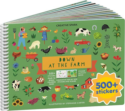 Farm Animal 500+ Kids Sticker Book by Cupkin Toddler Airplane Travel Activity Coloring and Sticker Book, Road Trip Essentials, 12 Coloring Pages 12 Scenes for Ages 2–8 Years