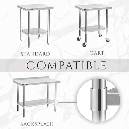 DuraSteel Galvanized Under Shelf for Work Tables - Extra Adjustable Lower Shelf for 30'' x 60'' Stainless Steel and Wooden Worktables - Fits for use in Restaurant, Warehouse, Home, Kitchen, Garage