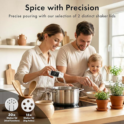 EDELHAUS Square Spice Jars with Acacia Wooden Lid (Pack of 36) Spice Jars with Shaker Insert and 240 White Labels - Acacia Lid Glass Container for Spice Organisation [4.3 in × 1.8 in]