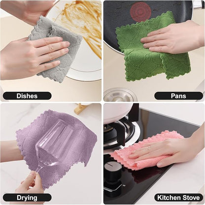 Homaxy Coral Velvet Super Soft Dish Cloths 12 Pack-7" x 9", Absorbent and Fast Dry Microfiber Cleaning Cloth