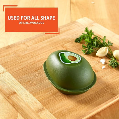 IMUSA Avocado Saver Container 5 Inch Green Plastic Reusable Food Storage Hard Shell Stackable Produce Keeper for Kitchen Organization and Vegetable Drawer Storage