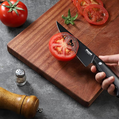Huusk Japanese Kitchen Utility Knife 5.7in - Titanium Coating Blade Small Kitchen Knife, Sharp Mini Chef Knives for All Purpose, High Carbon Stainless Small Chef Knifes, Gifts Idea for Men