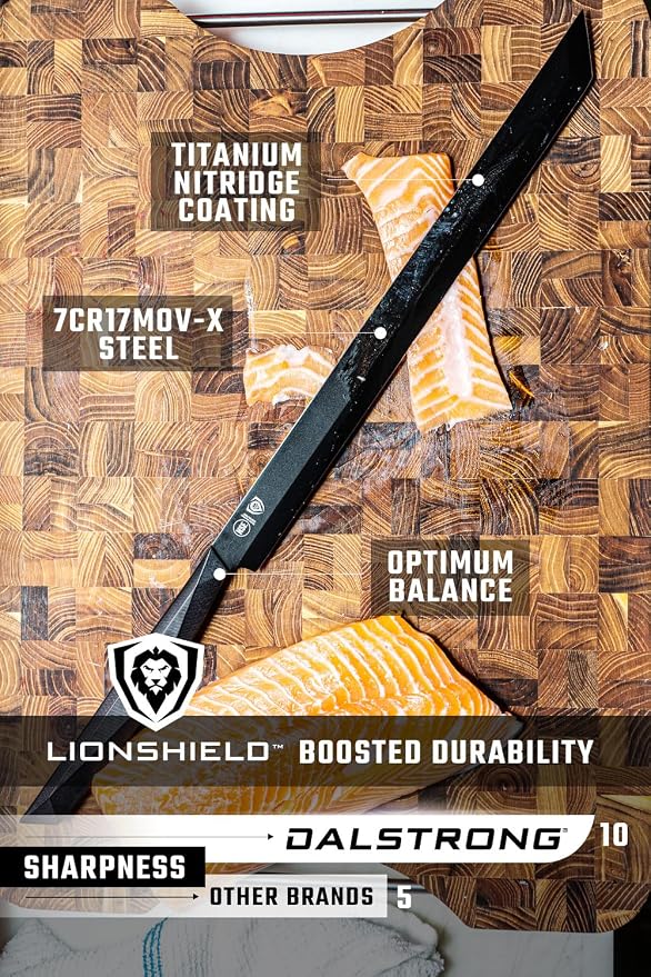 Dalstrong Tuna Knife - 17 inch Slicer - Shadow Black Series - Black Titanium Nitride Coated - High Carbon - 7CR17MOV-X Vacuum Treated Steel - Meat Fish Knife - Kitchen Knife - Sheath - NSF Certified