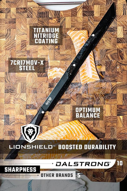Dalstrong Tuna Knife - 17 inch Slicer - Shadow Black Series - Black Titanium Nitride Coated - High Carbon - 7CR17MOV-X Vacuum Treated Steel - Meat Fish Knife - Kitchen Knife - Sheath - NSF Certified