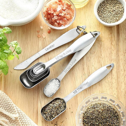 Spring Chef Stainless Steel Measuring Cups & Spoons Set of 20 with Leveler, Nesting 7 Metal Measuring Cups & 13 Spoons for Dry & Liquid Ingredients, Dishwasher Safe Kitchen Tools for Cooking & Baking