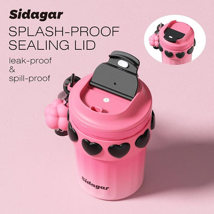 SDGA+ 12 oz Travel Coffee Mug Spill Proof Leak Proof, Stainless Steel Thermal Coffee Cup with Lid, Resuable Cup for Hot and Cold, Portable Tumbler for Women, Pink