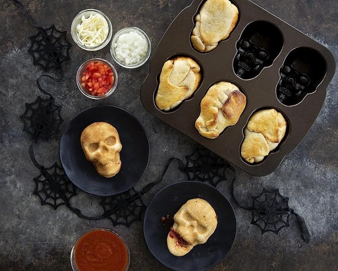 Nordic Ware Halloween Bakeware, Haunted Skull Cakelet Pan, Bronze (Pack of 3)