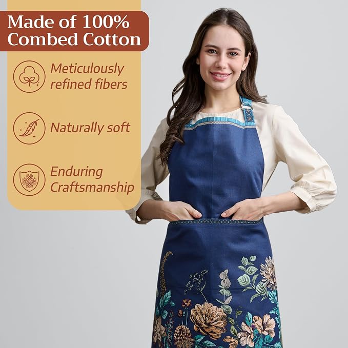 Maison d' Hermine 100% Cotton Apron for women with Pocket Kitchen Chef Apron for Men Cooking Spring Summer