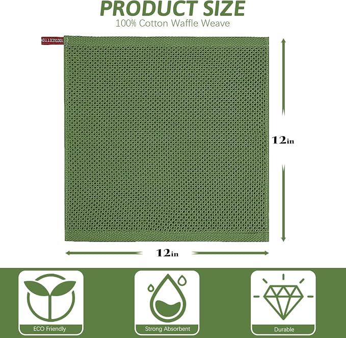 Nialnant 12 Pack Dish Cloths,100% Cotton Dish Towels for Washing Dishes,Soft and Absorbent Kitchen Cleaning Rags - 12x12 Inch