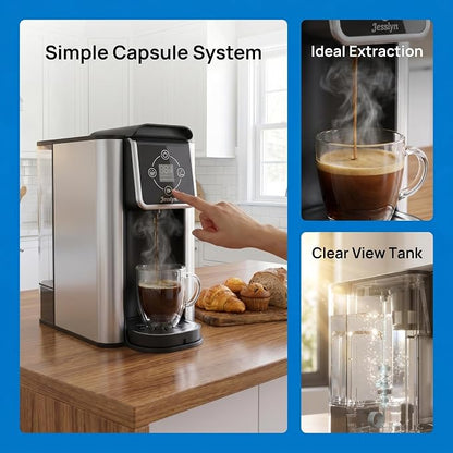 Jesslyn 3 in 1 Single Serve Coffee Maker, K Cup Pod & Ground Coffee Machine with Loose Leaf Tea Filter, 52 oz Removable Reservoir, 6-14 oz Brew Sizes, Bold Brew, Auto Clean, Silver