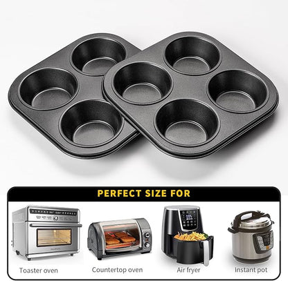 Yomvzake Air Fryer Muffin Pan, 2 Pack Cupcake Molds for Air Fryer Toaster Oven, Nonstick Cupcake Baking Pan for Counter Top Oven Small Oven