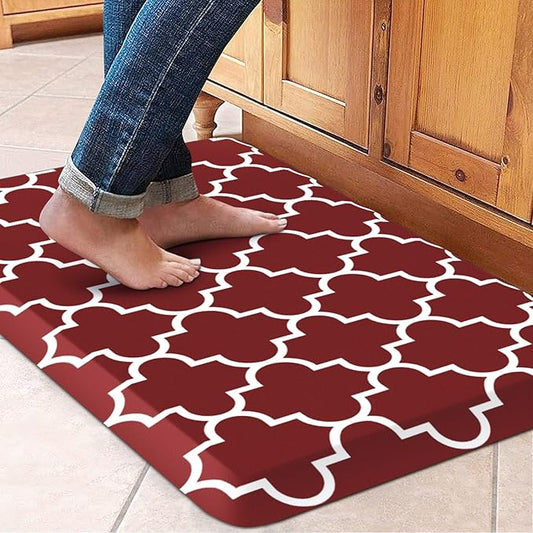 WISELIFE Anti Fatigue Floor Mat - 4/5 Inch Kitchen Mat Non Slip Waterproof Heavy Duty Ergonomic Comfort Mat Durable for Home, Office, Sink, Laundry,(17.3" x 28", Red)