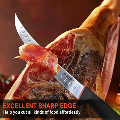 10-inch Curved Breaking Knife W/Sheath & SoftGrip Handle, Sharp Premium Butcher Knife Made of High Carbon Stainless Steel For Meat Cutting