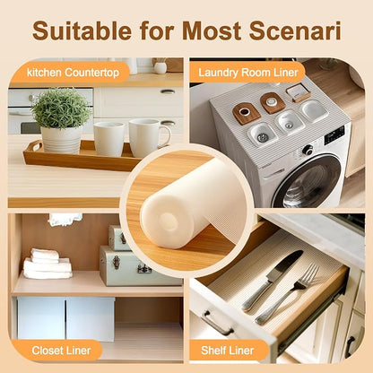FEXIA Shelf Liners for Kitchen Cabinets Non-Slip Drawer Liner 12 Inches x 80 FT Waterproof & Oil-Proof Non Adhesive Durable Material Fridge Liner for Shelves
