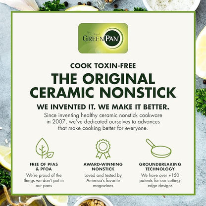 GreenPan Chatham Hard Anodized Healthy Ceramic Nonstick, 13" Frying Pan Skillet with Helper Handle, PFAS-Free, Dishwasher Safe, Oven Safe, Gray
