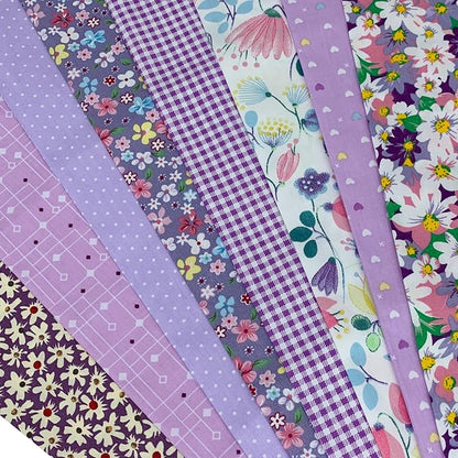 aufodata 8 Pieces 19.6" x 19.6" (50cm x 50cm) Cotton Fabric Squares Quilting Patchwork Floral Pattern Precut Fabric for DIY Quilting Sewing Crafting Artcraft (Purple)