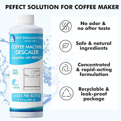 8 Uses Breville Compatible Descaling Solution, 2 Years Descaler Kit Come with 8 Cleaning Tablets, Maintenance Kit Specially Designed to Clean Breville Machines (4 Use Each Bottle, 2 Bottles)