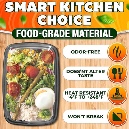50 Pack [32 oz] Freezer Meal Prep Containers Reusable - Plastic Food Storage Containers with Lids, Dishwasher & Microwave Friendly, Warp-Resistant - Versatile Use for Meals, Leftovers & More