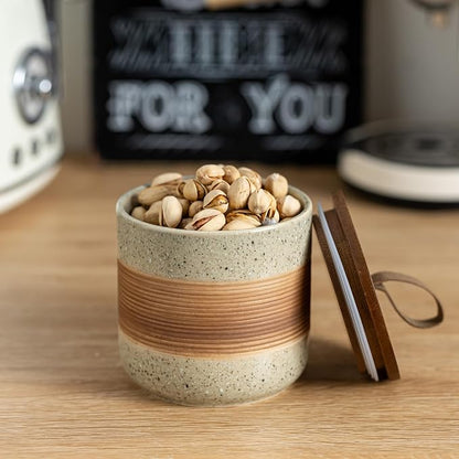 Miamolo Coffee Storage Container Jar with Lid, Ceramic Kitchen Food Storage Jars with Airtight Lids for Spice Sugar Cookie, Stackable Decorative Jars for Coffee Countertop, 28 fl.oz