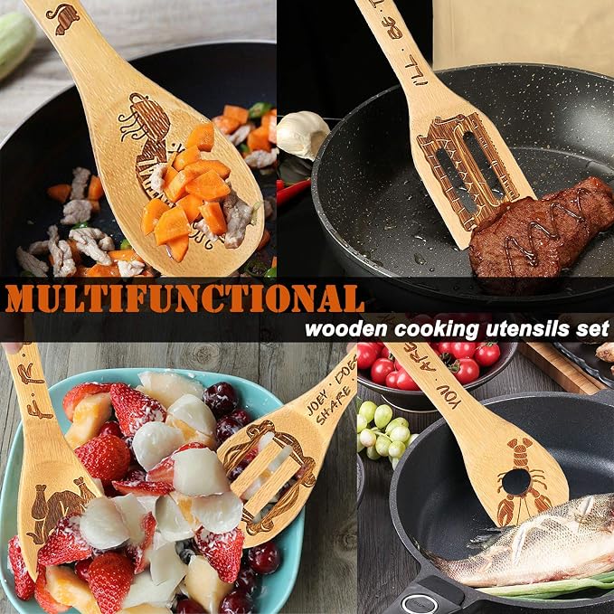 Friends Merchandise - Wooden Cooking Spoons Set 5, Novelty Decor, Unique Girl's Gifts, Housewarming Present