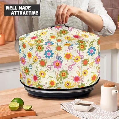 Floral Music Notes Slow Cooker Dust Cover Compatible with 6-8 qt Crock for Pot Oval Slow Cooker Cover Dustproof Kitchen Appliance Accessories
