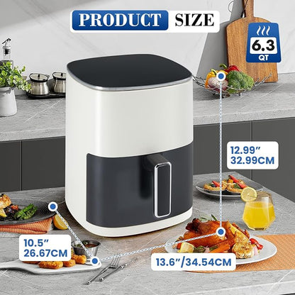 NEWBULIG Air Fryer, 6QT Square Airfryer with Visual Window, 400℉ Fast Heating Air Fryers Oven with Timer, Auto-Off, Non Toxic & Non Stick, Multiple 12 Modes for Roast, Bake, Dehydrate, Fry, Reheat