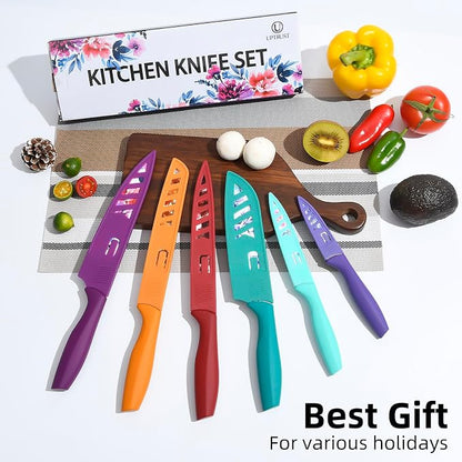 UPTRUST Knife Set, 12-piece Kitchen Knife Set Nonstick Coated, Professional Kitchen Cutlery Set for Chef, Cooking, Camping, Outdoor, Gift for Mom