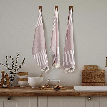 TWINY threads Set of 4 100% Cotton Turkish Kitchen Towels with Hanging Loop & Tassels (18" X 28") | Ultra Washcloth with Fringes | Reusable Hand Towels - Burgundy Wine