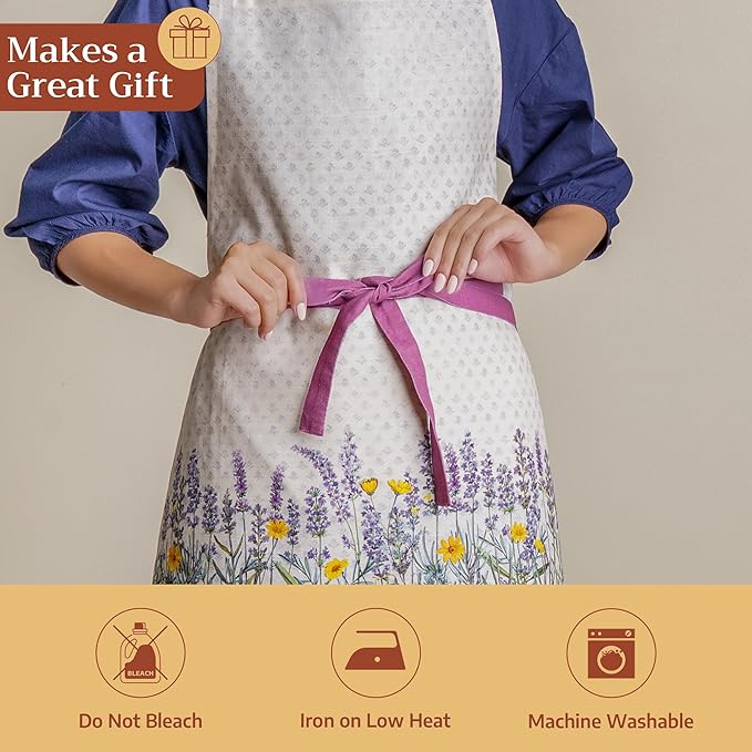 Maison d' Hermine 100% Cotton Apron for women with Pocket Kitchen Chef Apron for Men Cooking Spring Summer